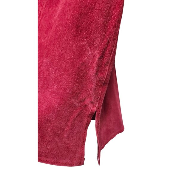 Ashley Stewart Real Leather Jacket Women’s Size 14 Red Suede Button Front Coat - Picture 5 of 12